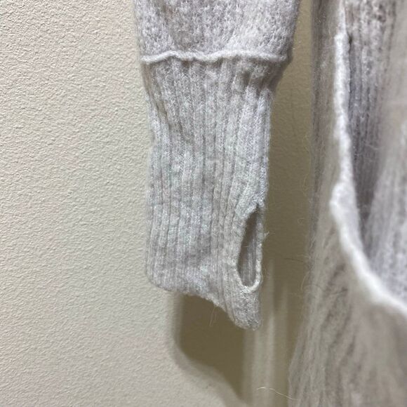 Free People Long Wool Alpaca Blend Duster Sweater Cardigan Light Grey Small - Picture 3 of 11